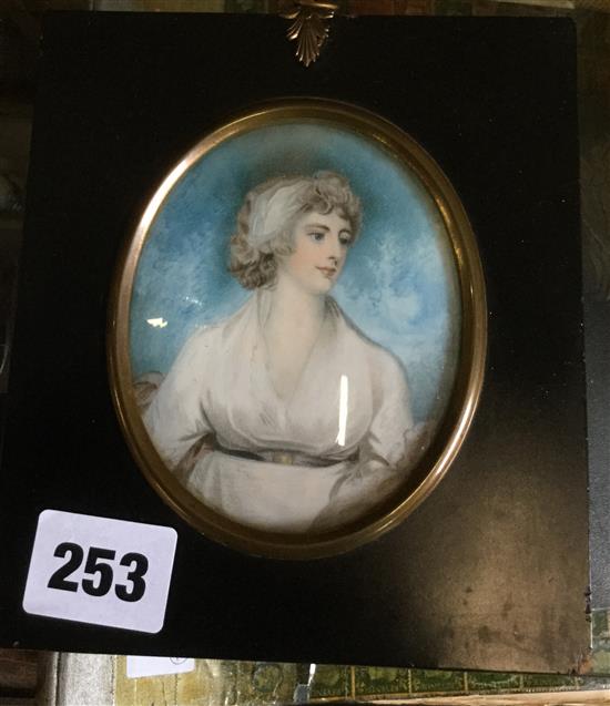 Framed portrait miniature of a lady